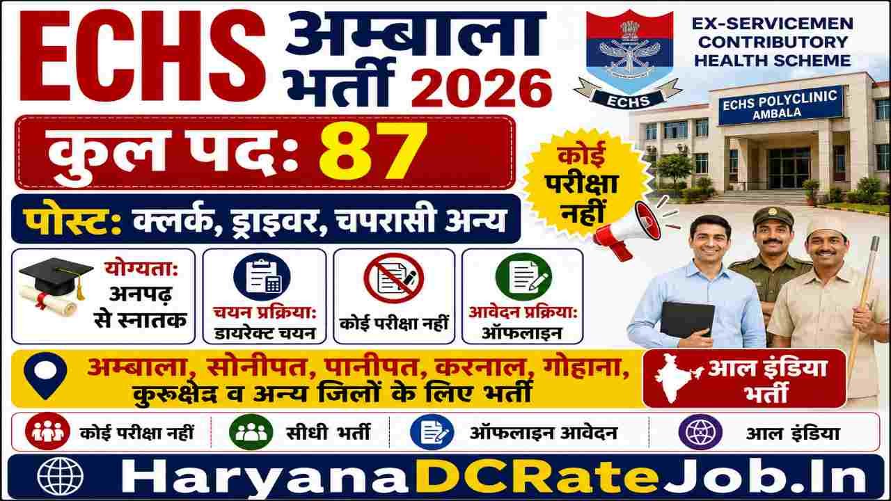 ECHS Ambala Cantt Vacancy 2026