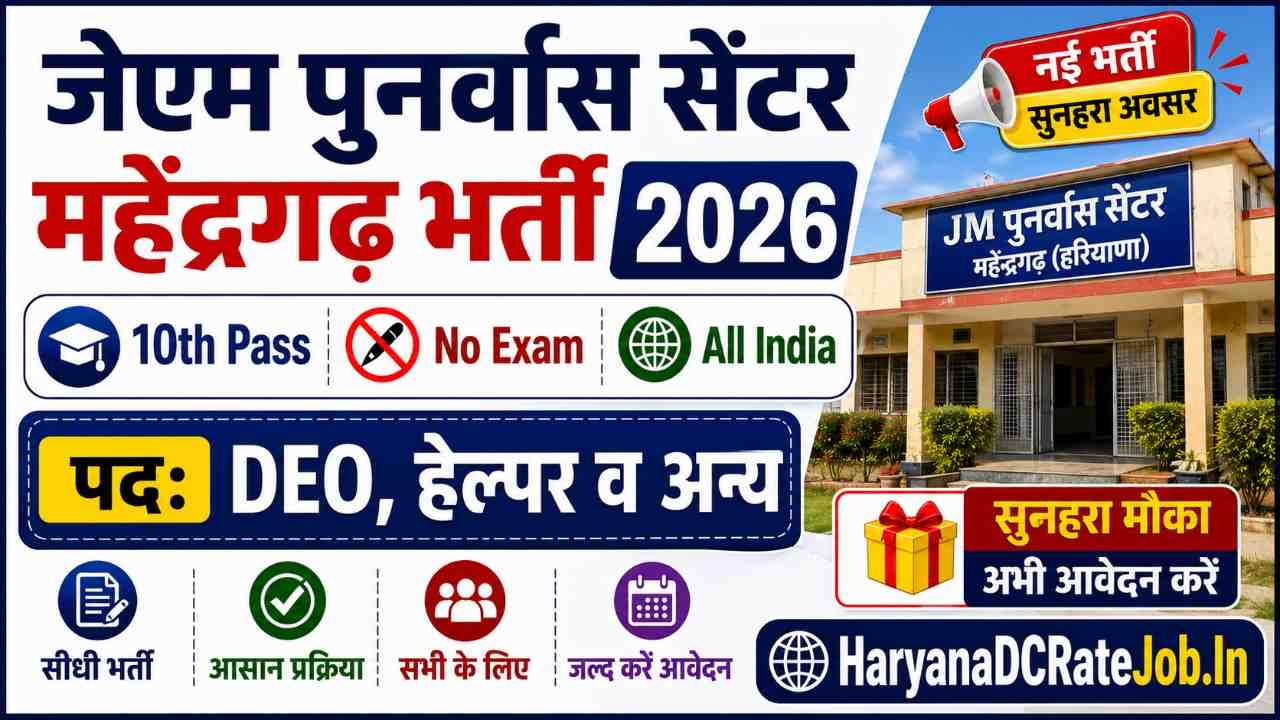 JM Rehabilitation Center Mahendragarh Vacancy 2026