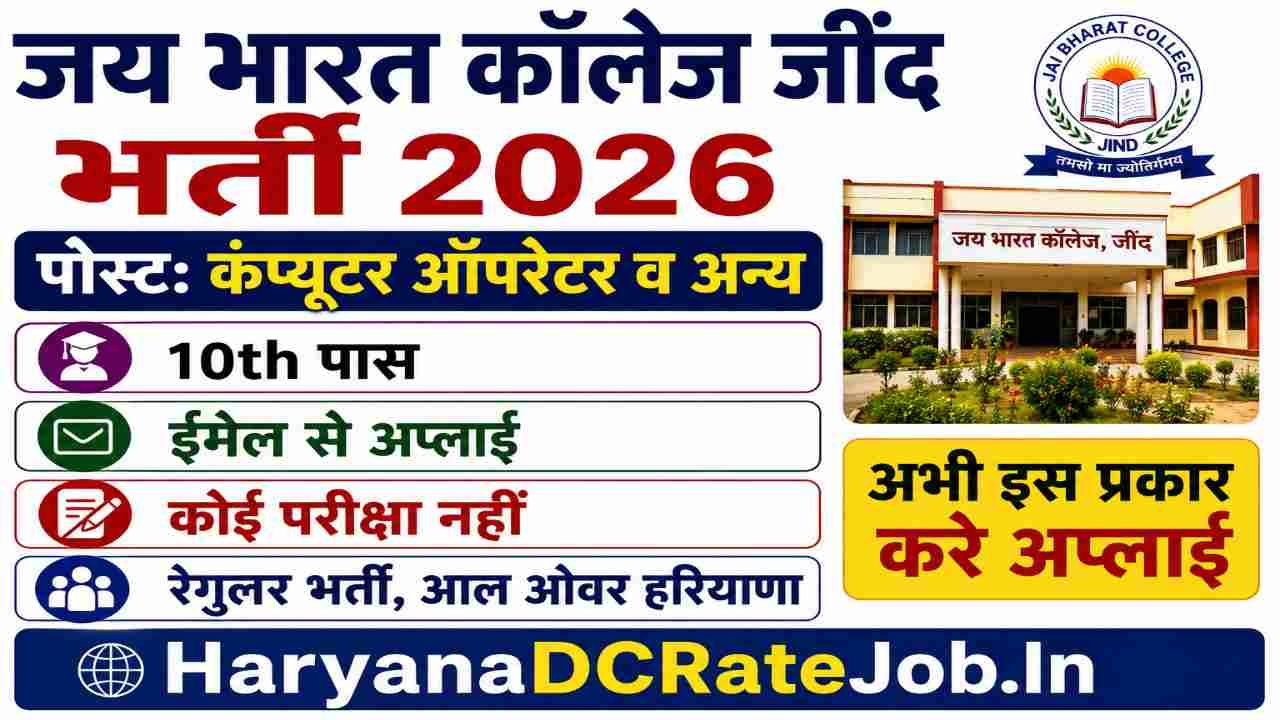 Jai Bharat College Jind Vacancy 2026