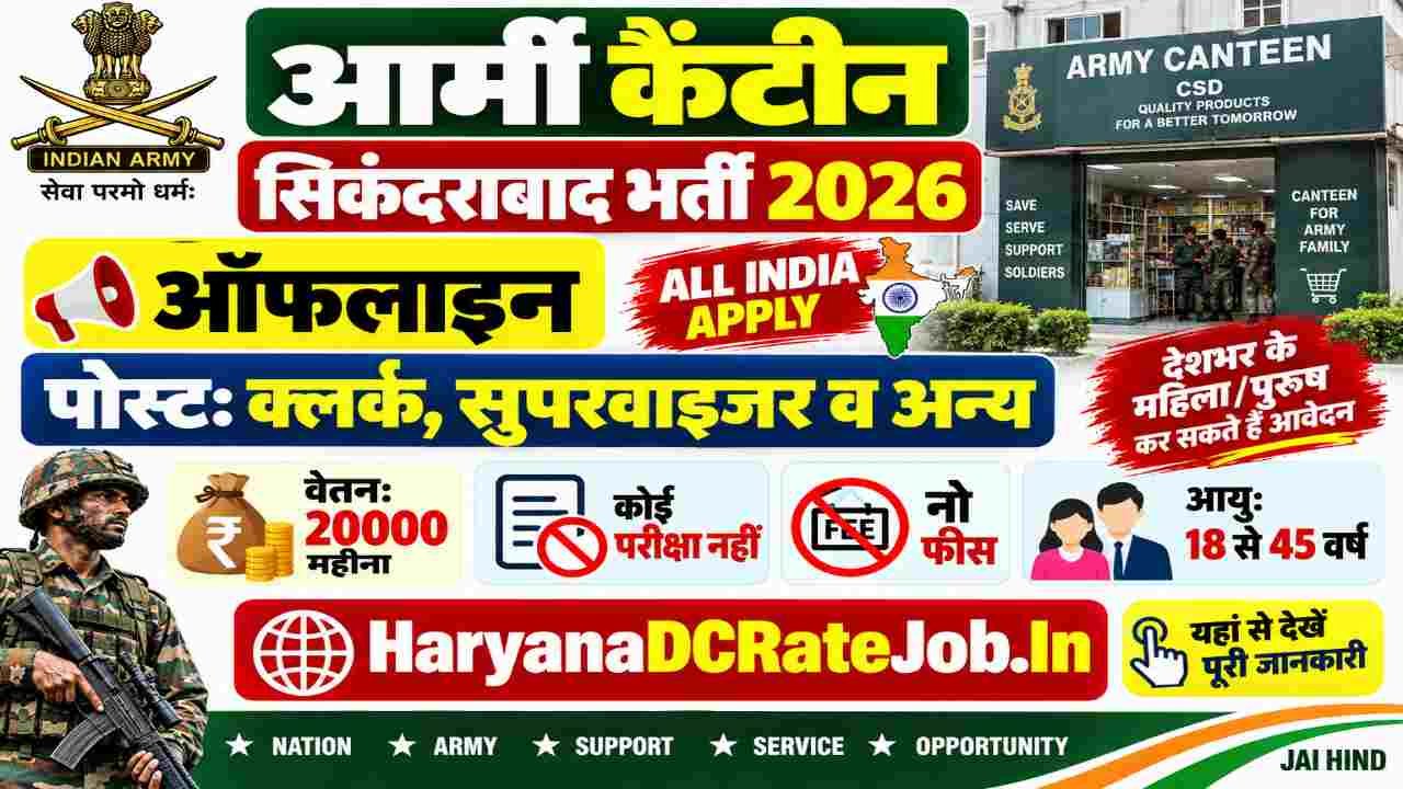 Army Canteen Secunderabad Vacancy 2026