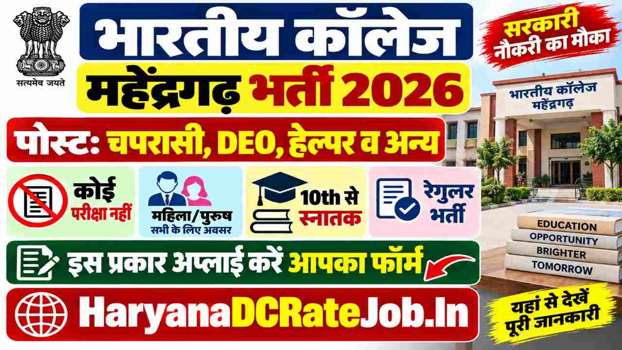 Bhartiya College Mohindergarh Vacancy 2026