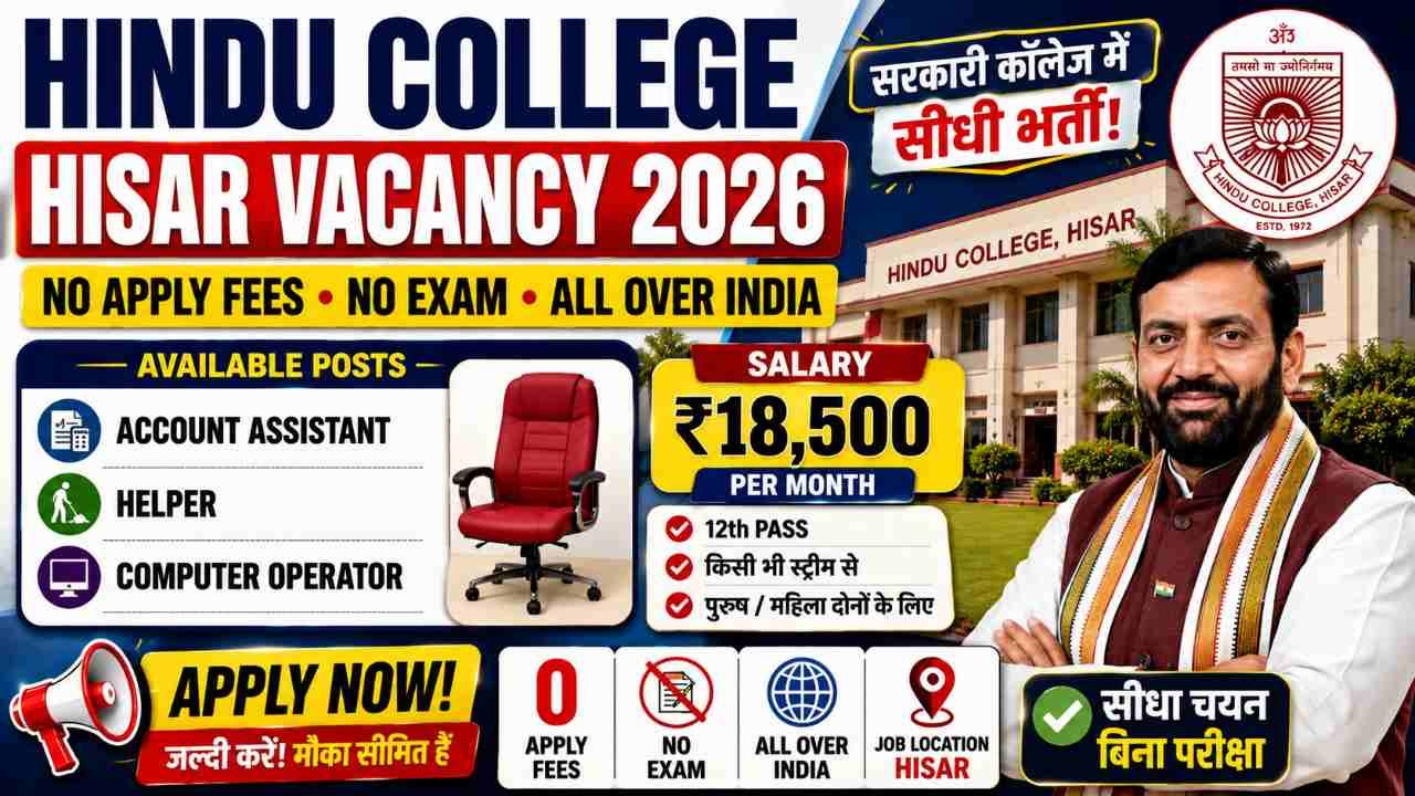 Hindu College Hisar Vacancy 2026