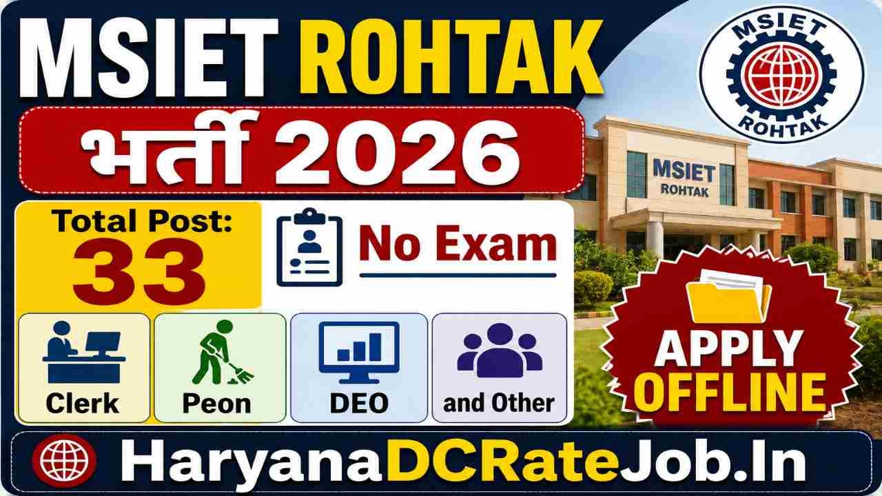 MSIET Rohtak Vacancy 2026