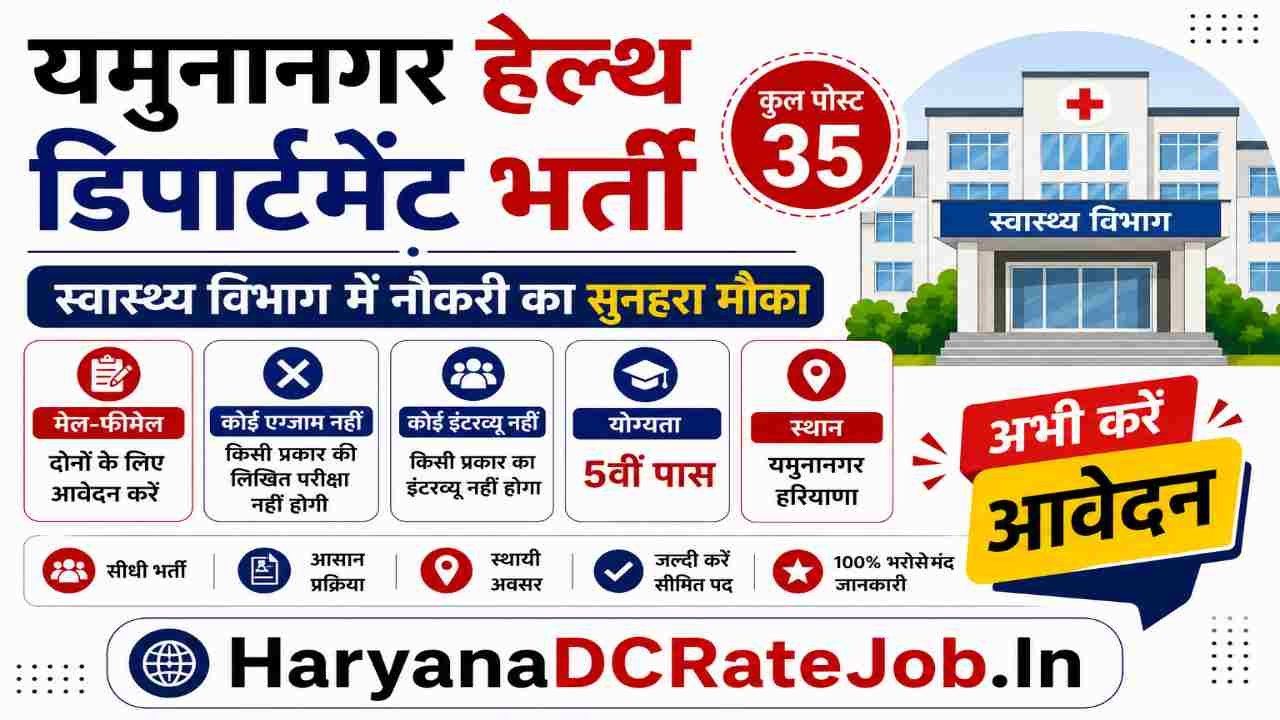 Yamuna Nagar Health Department Vacancy 2026